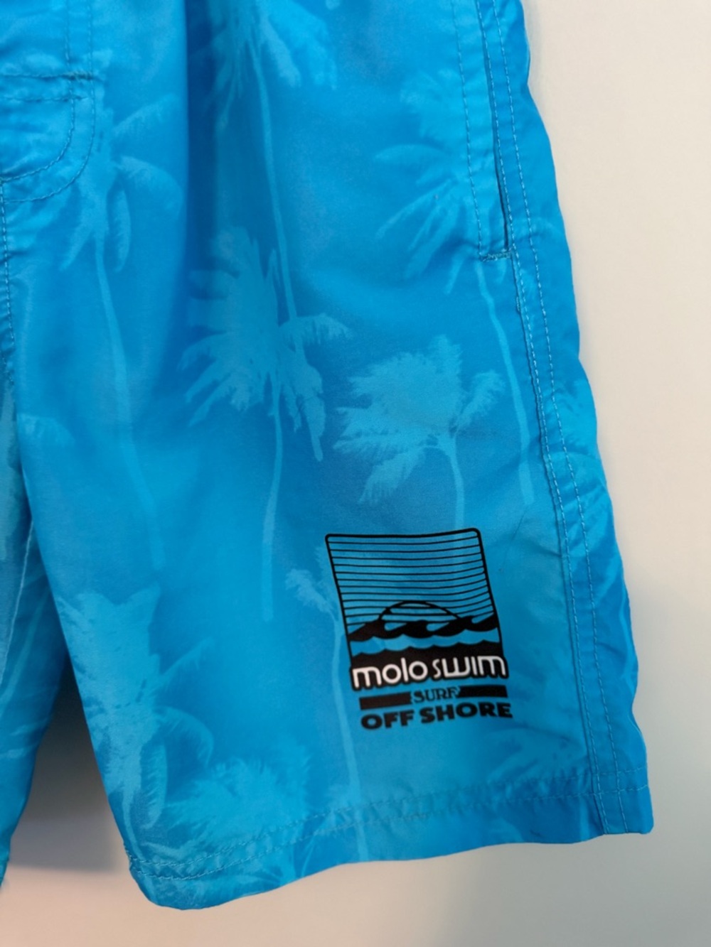 Molo Blue Palm-Print Swim Trunks - Picture 3 of 4
